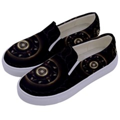 Fractal Gold Mandala Fractal Art Kids  Canvas Slip Ons by Simbadda