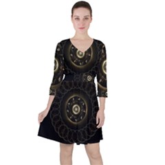 Fractal Gold Mandala Fractal Art Ruffle Dress