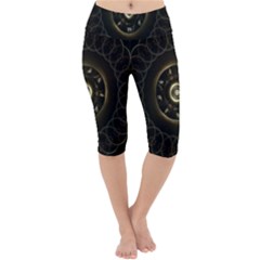 Fractal Gold Mandala Fractal Art Lightweight Velour Cropped Yoga Leggings