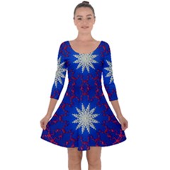 Mandala Abstract Fractal Patriotic Quarter Sleeve Skater Dress