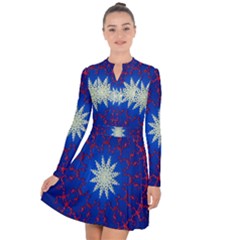 Mandala Abstract Fractal Patriotic Long Sleeve Panel Dress