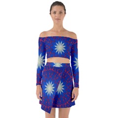 Mandala Abstract Fractal Patriotic Off Shoulder Top With Skirt Set