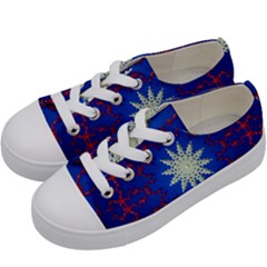 Mandala Abstract Fractal Patriotic Kids  Low Top Canvas Sneakers by Simbadda