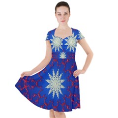 Mandala Abstract Fractal Patriotic Cap Sleeve Midi Dress