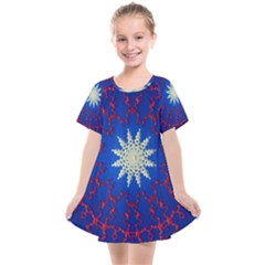 Mandala Abstract Fractal Patriotic Kids  Smock Dress