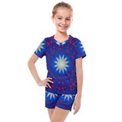 Mandala Abstract Fractal Patriotic Kids  Mesh Tee And Shorts Set