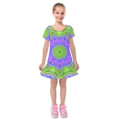 Abstract Art Colorful Kids  Short Sleeve Velvet Dress by Simbadda