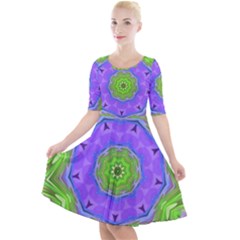 Abstract Art Colorful Quarter Sleeve A-line Dress