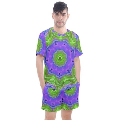 Abstract Art Colorful Men s Mesh Tee And Shorts Set by Simbadda