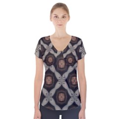 Texture Background Pattern Short Sleeve Front Detail Top by Simbadda