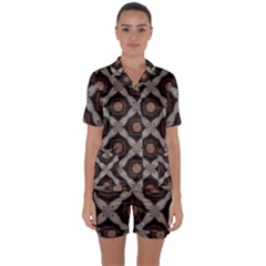 Texture Background Pattern Satin Short Sleeve Pyjamas Set by Simbadda