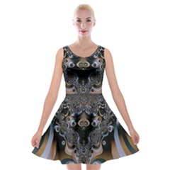 Art Pattern Fractal Art Artwork Design Velvet Skater Dress by Simbadda