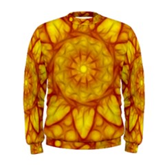 Kaleidoscope Floral Mandala Yellow Men s Sweatshirt by Simbadda