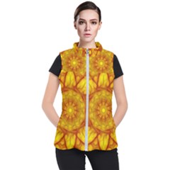 Kaleidoscope Floral Mandala Yellow Women s Puffer Vest