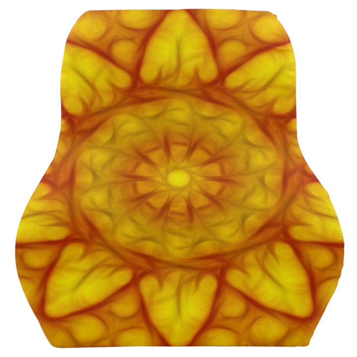 Kaleidoscope Floral Mandala Yellow Car Seat Back Cushion 