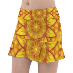 Kaleidoscope Floral Mandala Yellow Tennis Skirt