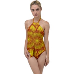 Kaleidoscope Floral Mandala Yellow Go With The Flow One Piece Swimsuit