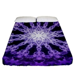 Fractal Mandala Background Purple Fitted Sheet (queen Size) by Simbadda