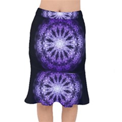 Fractal Mandala Background Purple Mermaid Skirt by Simbadda