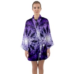 Fractal Mandala Background Purple Long Sleeve Kimono Robe by Simbadda