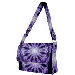 Fractal Mandala Background Purple Full Print Messenger Bag by Simbadda