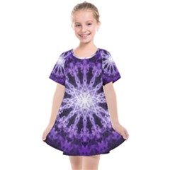 Fractal Mandala Background Purple Kids  Smock Dress