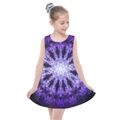 Fractal Mandala Background Purple Kids  Summer Dress