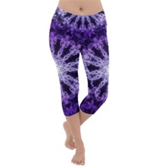 Fractal Mandala Background Purple Lightweight Velour Capri Yoga Leggings