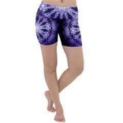 Fractal Mandala Background Purple Lightweight Velour Yoga Shorts