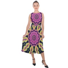 Abstract Art Abstract Background Midi Tie-back Chiffon Dress