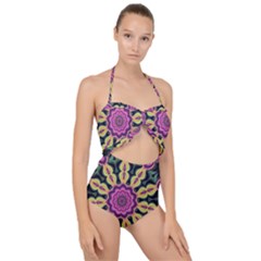 Abstract Art Abstract Background Scallop Top Cut Out Swimsuit