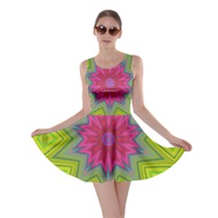 Green Pink Abstract Art Abstract Background Skater Dress by Simbadda