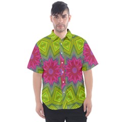 Green Pink Abstract Art Abstract Background Men s Short Sleeve Shirt