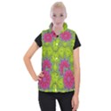 Green Pink Abstract Art Abstract Background Women s Button Up Vest View1