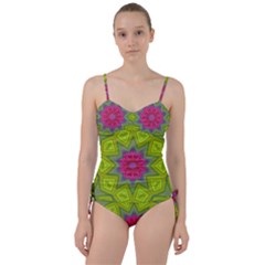 Green Pink Abstract Art Abstract Background Sweetheart Tankini Set by Simbadda