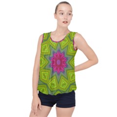 Green Pink Abstract Art Abstract Background Bubble Hem Chiffon Tank Top