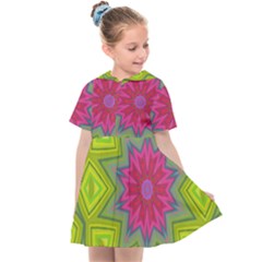 Green Pink Abstract Art Abstract Background Kids  Sailor Dress