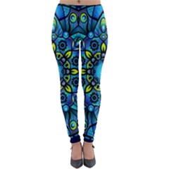 Mandala Blue Abstract Circle Lightweight Velour Leggings by Simbadda