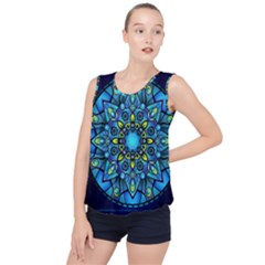 Mandala Blue Abstract Circle Bubble Hem Chiffon Tank Top