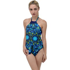 Mandala Blue Abstract Circle Go With The Flow One Piece Swimsuit