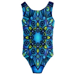 Mandala Blue Abstract Circle Kids  Cut-out Back One Piece Swimsuit