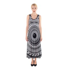 Graphic Design Round Geometric Sleeveless Maxi Dress by Simbadda