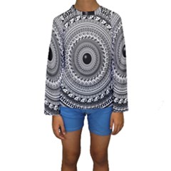 Graphic Design Round Geometric Kids  Long Sleeve Swimwear by Simbadda