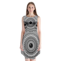 Graphic Design Round Geometric Sleeveless Chiffon Dress   by Simbadda