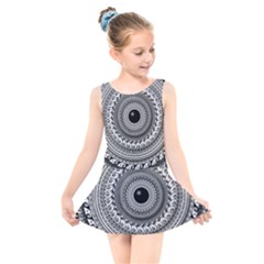 Graphic Design Round Geometric Kids  Skater Dress Swimsuit