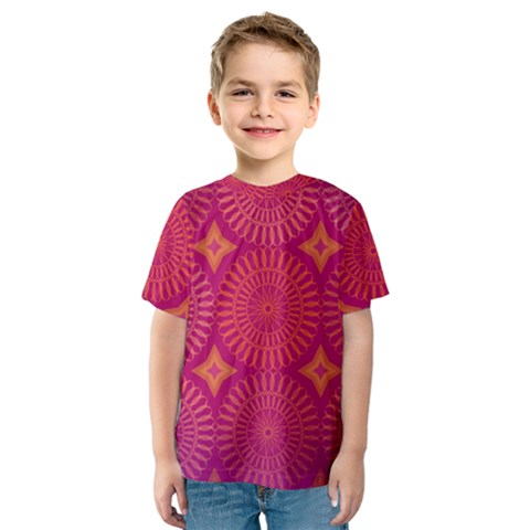 Flower Wheel Chakra Mandala Modern Kids  Sport Mesh Tee by Simbadda