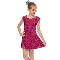 Flower Wheel Chakra Mandala Modern Kids Cap Sleeve Dress by Simbadda