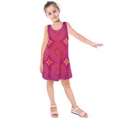 Flower Wheel Chakra Mandala Modern Kids  Sleeveless Dress by Simbadda