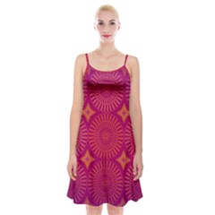 Flower Wheel Chakra Mandala Modern Spaghetti Strap Velvet Dress by Simbadda