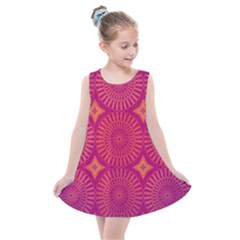 Flower Wheel Chakra Mandala Modern Kids  Summer Dress by Simbadda